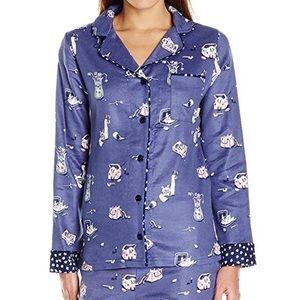 Munki Munki blue cats button down pajama top